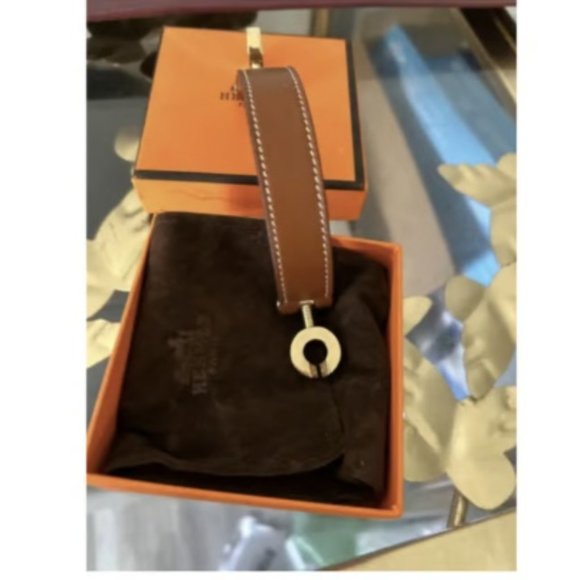 HERMÈS Lancelot Palladium Bracelet w/ Leather Strap. 7.5” - Excellent Condition. - Picture 6 of 9